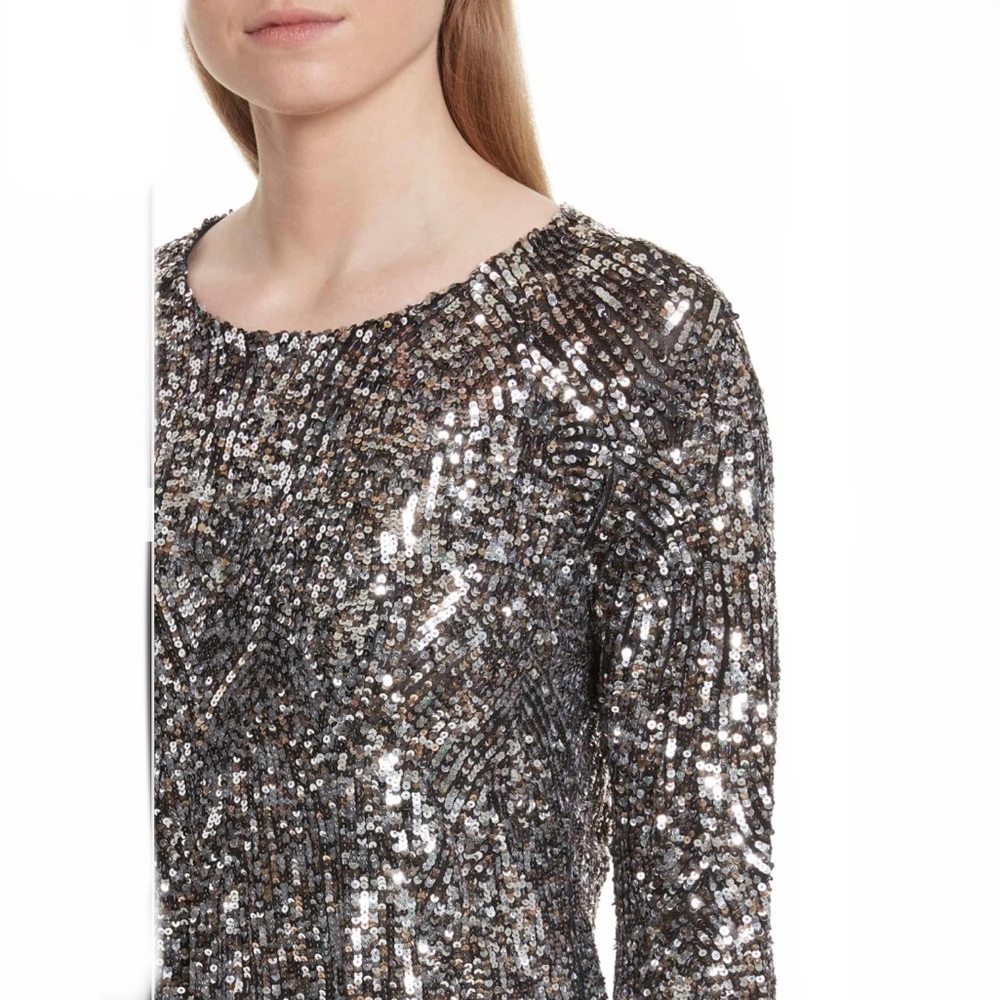 Equipment Silver Sequin Long-Sleeve Blouse - Picture 4 of 8